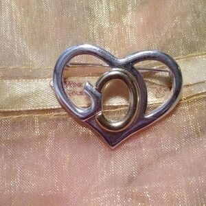 Heart brooch signed SJ